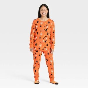 Women's Halloween Print Matching Family Pajama Set - Hyde & EEK! Boutique Orange